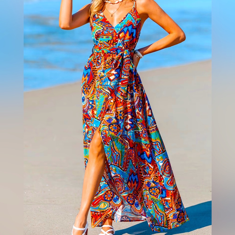 Cupshe Abstract Rhythm Vibrant Multicolor Maxi Dress - Picture 2 of 11